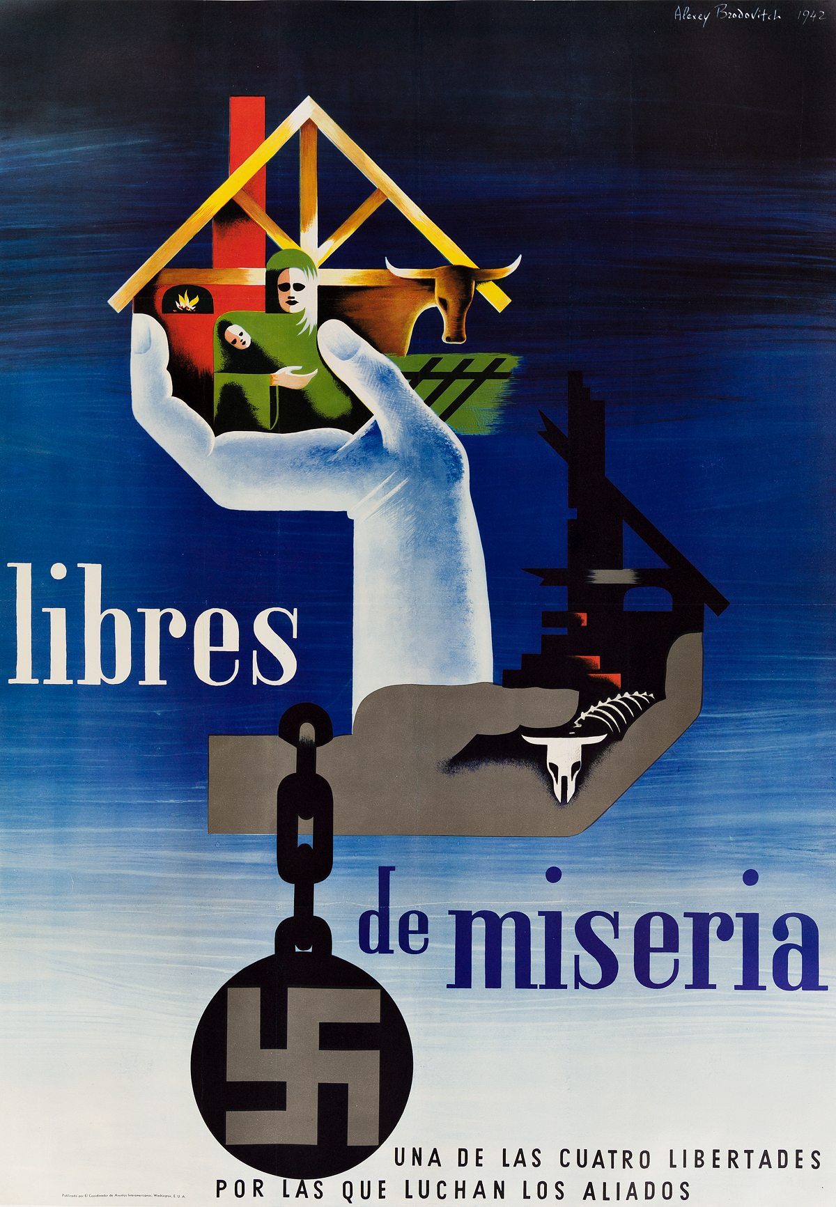 ALEXEY BRODOVITCH (1898-1971). LIBRES DE MISERIA. 1942. 40x28 inches, 101x71 cm. Office of the Coordinator of Inter-American Affairs, W